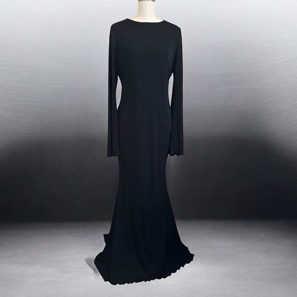 Fashion Nova Knit Black Long Sleeve Maxi Dress